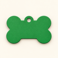 Green bone-shaped pet ID tag, blank before engraving