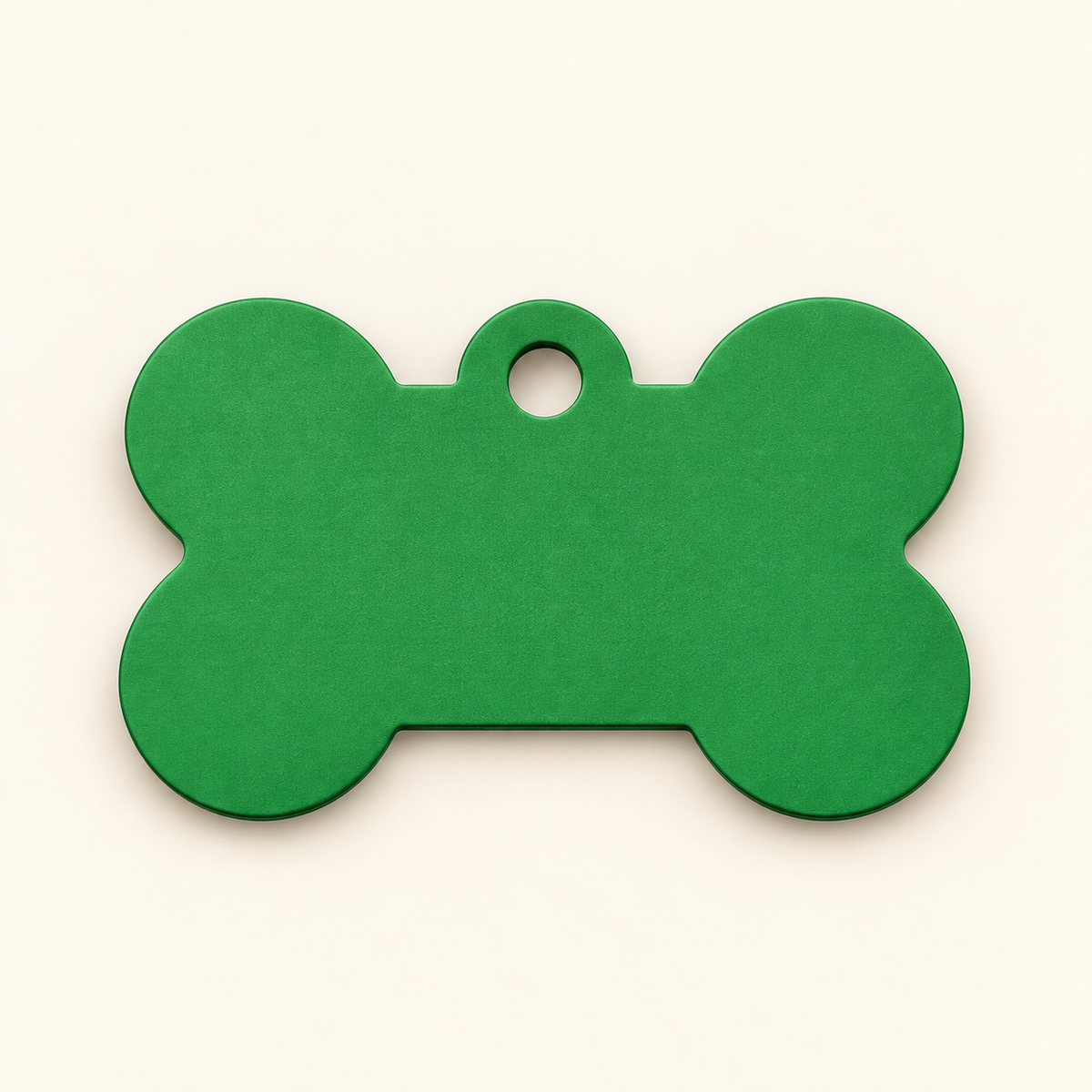 Green bone-shaped pet ID tag, blank before engraving
