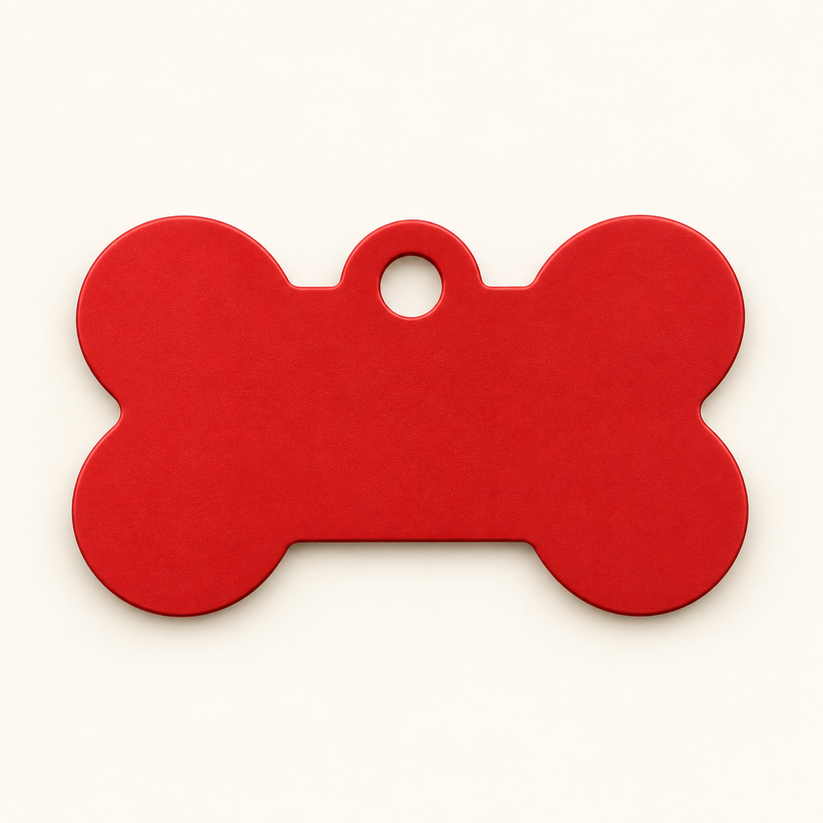 Red bone-shaped pet ID tag, blank before engraving