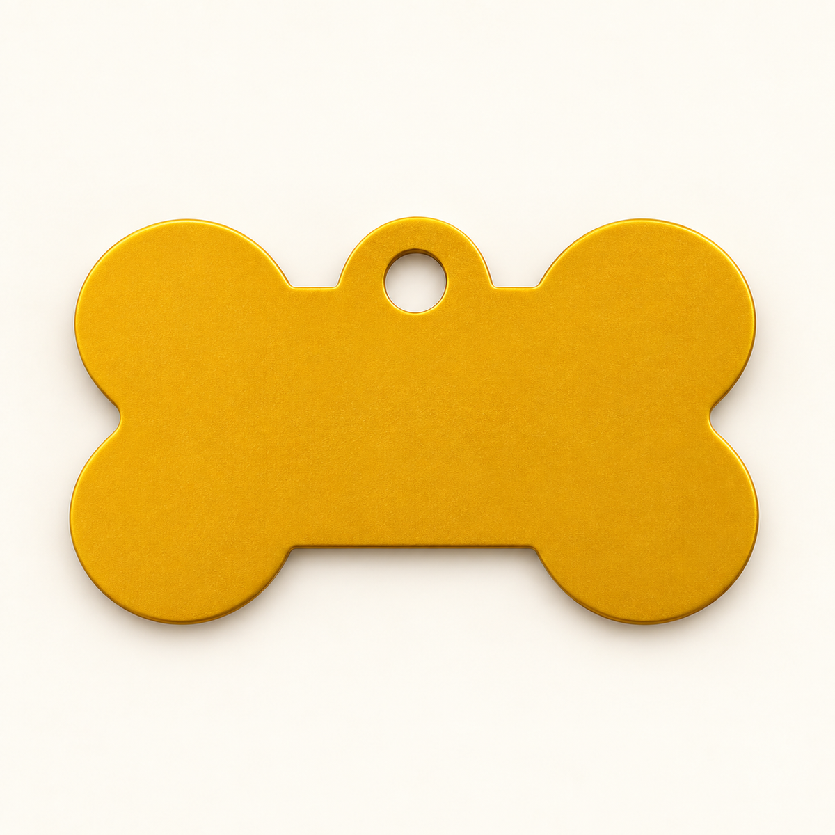 Yellow bone-shaped pet ID tag, blank before engraving