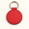Red round faux leather keyring, blank before engraving